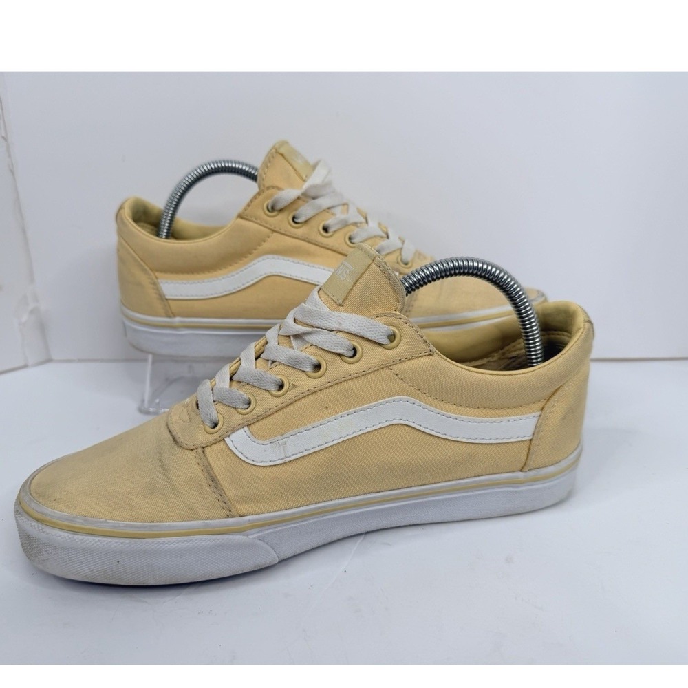 Vans Old Skool Yellow Canvas Low Top Sneakers White Stripe Women Size 10